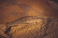 Backfilling of the excavation under the foundation slab. Construction, dolomite, shovels and wheelbarrow. Royalty Free Stock Photo