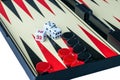 Backgammon Board with Dice and checkers Royalty Free Stock Photo