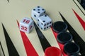 Backgammon Board with Dice and checkers Royalty Free Stock Photo