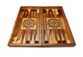 Backgammon board entirely on white background. Royalty Free Stock Photo