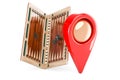 Backgammon, board game with map pointer, 3D rendering Royalty Free Stock Photo