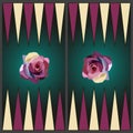 Rose flower playing field for backgammon, ancient gambling dice, illustration, decoration of board games Royalty Free Stock Photo