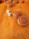 Backgammon, dice and beads Royalty Free Stock Photo