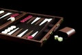 Backgammon Game Isolated on a Black Surface Royalty Free Stock Photo