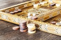 Backgammon game with two dice Royalty Free Stock Photo