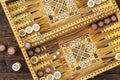 Backgammon game with two dice Royalty Free Stock Photo