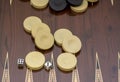 Backgammon game with two dice, with space for text or image Royalty Free Stock Photo