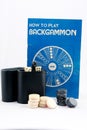 Backgammon Instructions and Game on White Background Royalty Free Stock Photo