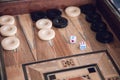 Backgammon Wood Game Board and Dices Royalty Free Stock Photo