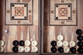 Backgammon Wood Game Board and Dices Royalty Free Stock Photo