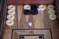 Backgammon Wood Game Board and Dices Royalty Free Stock Photo