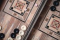 Backgammon Wood Game Board and Dices Royalty Free Stock Photo