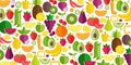 Fruits and vegetables background. Organic and healthy food. Flat style, vector illustration. Royalty Free Stock Photo