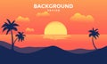 Sunset Sea Beach Palm Tree Silhouette Background Wallpaper Design