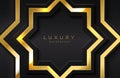 Abstract geometric 3d background with realistic gold effect. Vector geometric illustration of golden shape on dark metal surface. Royalty Free Stock Photo