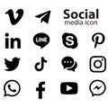 Azerbaijan, Baku - January 19, 2022: Social media icon set, 14 social media logos