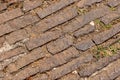 pavement close up of historic rectangular brown stones
