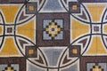 rough geometric pattern decorative pale multi color marble mosaic floor detail close up background