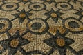 historic earth muted tones geometrically patterned mosaic floor background