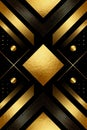 Art Deco-inspired design with geometric patterns in gold and black. Royalty Free Stock Photo