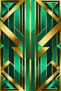 Flat vector of luxury art deco geometric pattern in gold and emerald tones. Royalty Free Stock Photo