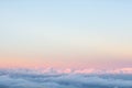 Background: above the clouds on beautiful sunset sky Royalty Free Stock Photo