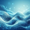 abstract and artistic background of waves and particles that seem to float in a blue space. Royalty Free Stock Photo
