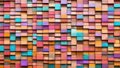 Background of an abstract block stack on a wall with a wood-aged art architecture texture and a colorful abstract wood texture. Royalty Free Stock Photo