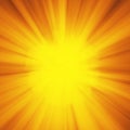 Background with abstract explosion or hyperspeed warp sun God rays. Bright orange yellow light strip burst, flash ray Royalty Free Stock Photo