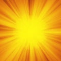 Background with abstract explosion or hyperspeed warp sun God rays. Bright orange yellow light strip burst, flash ray Royalty Free Stock Photo