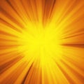 Background with abstract explosion or hyperspeed warp sun God rays. Bright orange yellow light strip burst, flash ray