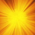 Background with abstract explosion or hyperspeed warp sun God rays. Bright orange yellow light strip burst, flash ray Royalty Free Stock Photo