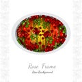 Background with abstract floral rose pattern on circle frame and white part for your text Royalty Free Stock Photo
