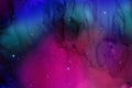 Background of abstract galaxies with stars and planets in blue and pink space motif of night light universe Royalty Free Stock Photo