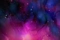 Background of abstract galaxies with stars and planets in dark blue motifs pink shades of universe night light space Royalty Free Stock Photo