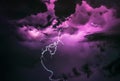 Background of abstract galaxies with stars and planets with purple lightning and black clouds of the universe night light space