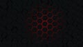 Background with abstract hexagons. Red outline on a black background. 3d rendering of polygonal shapes Royalty Free Stock Photo