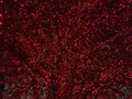Background Abstract of red Christmas lights on tree in temple square by LDS mormon temple in Salt Lake city, Utah, USA. Royalty Free Stock Photo