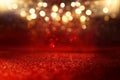Background of abstract red, gold and black glitter lights. defocused Royalty Free Stock Photo