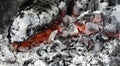 burning hot coal in the grill close up Royalty Free Stock Photo