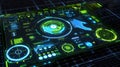 Background advanced holographic interface with circular displays and controls Royalty Free Stock Photo