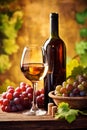 background alcohol leaf food drink glass winery beverage wine grape bottle. Generative AI. Royalty Free Stock Photo