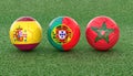 Background alluding to the soccer World Cup that will be held in 2030 in Spain, Portugal and Morocco. Football world cup 2030.