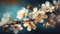 Background of almond blossoms in spring.