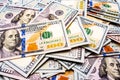 Background of American dollar bills. One hundred dollar banknotes Royalty Free Stock Photo