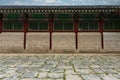 Ancient traditional Korean wall with tile roof. Royalty Free Stock Photo