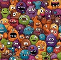 A background animation cartoon large collection of funny monsters with different expressions