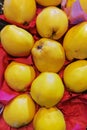 A background of Apples in a drawer. Yellow apple Raw fruit and vegetable organic fresh produce Royalty Free Stock Photo