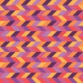 Background arrows design. Abstract seamless pattern in red, orange, lilac, violet colors. Wood parquet texture. Graphic ornament