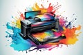 Background art colorful printer design drawing graphic paint ink rainbow banner multicolored abstract